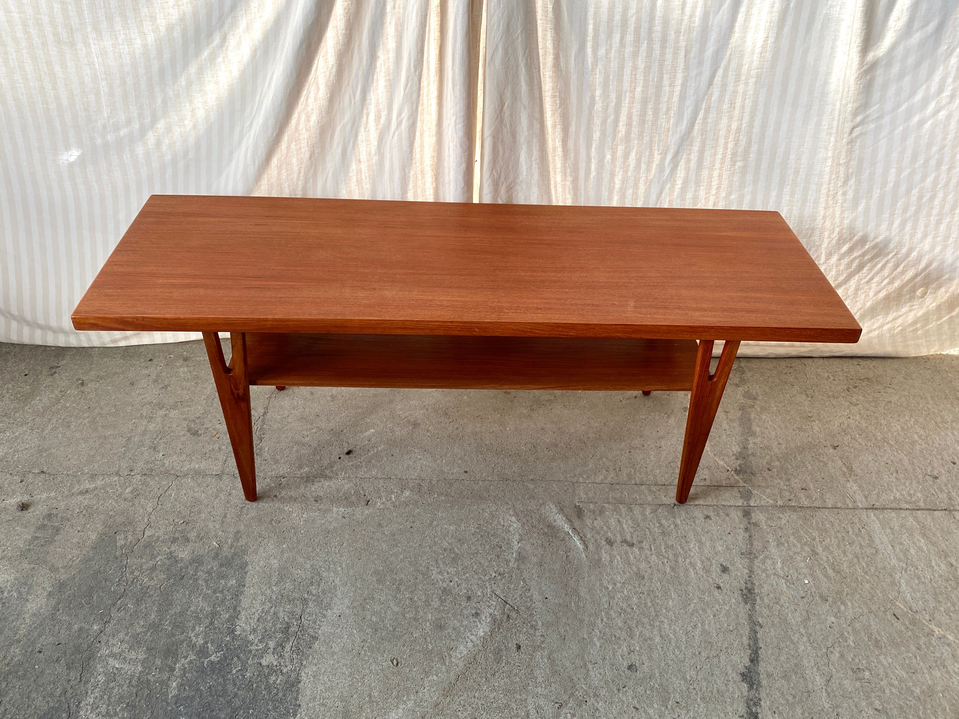 Scandinavian teak coffee table double top