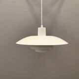 Older ph 4/3 hanging lamp, in white, with original orange suspension disk.
