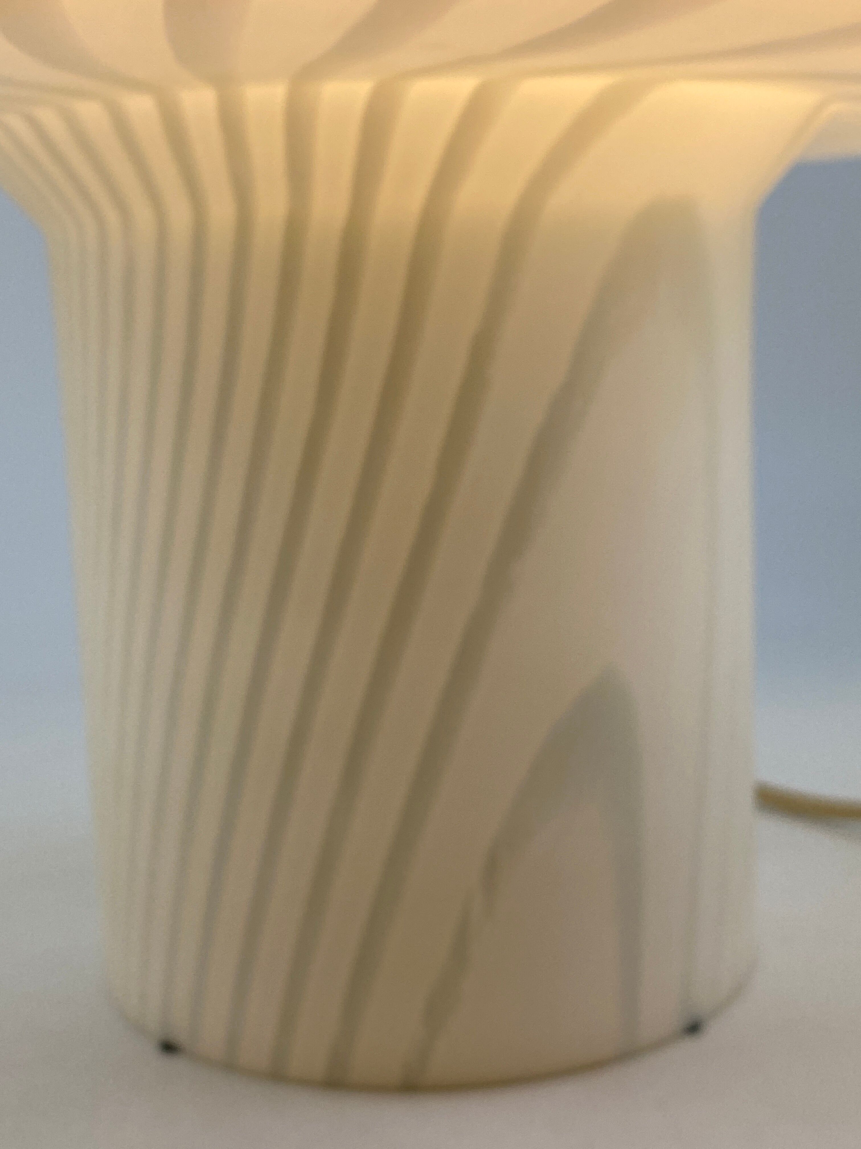 White glass Peill and Putzler mushroom table lamp XL