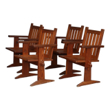 Set of four pine Scandinavian armchairs 1930