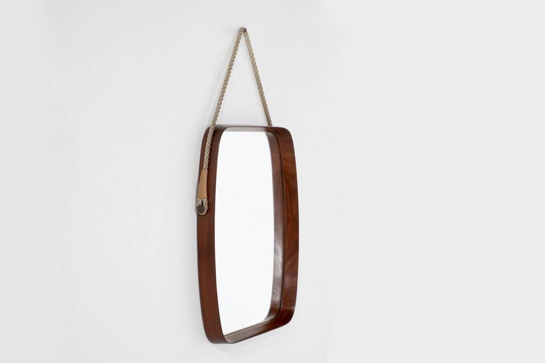 Vintage rectangular wooden mirror, Italy, 1960s.