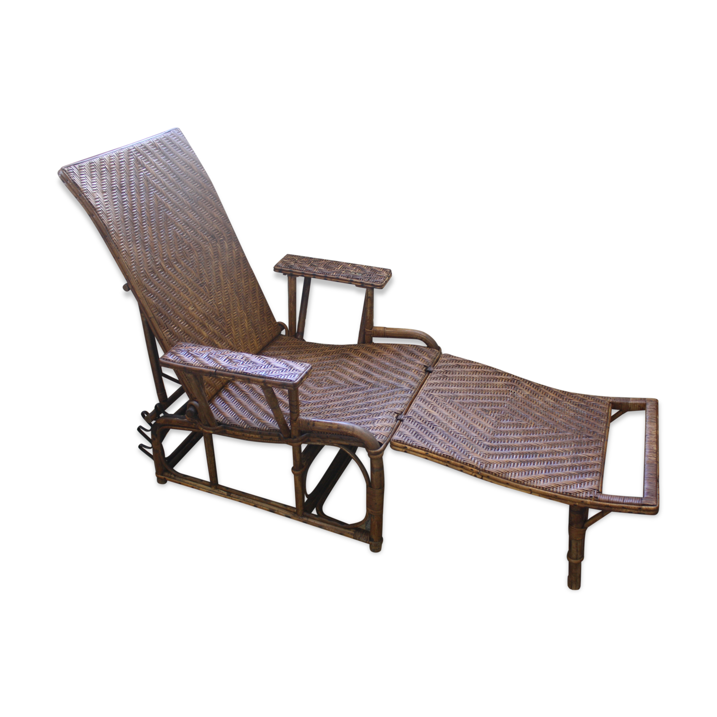 Chair long vintage rattan