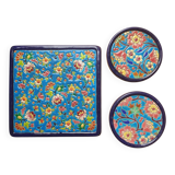 Trivet and Longwy enamel bottle