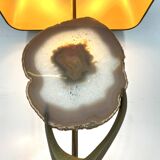 Vintage brass agate slice table lamp, 1970s