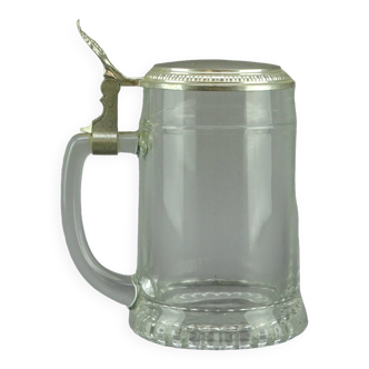 Vintage glass mug and its metal lid vintage glass mug 1960's