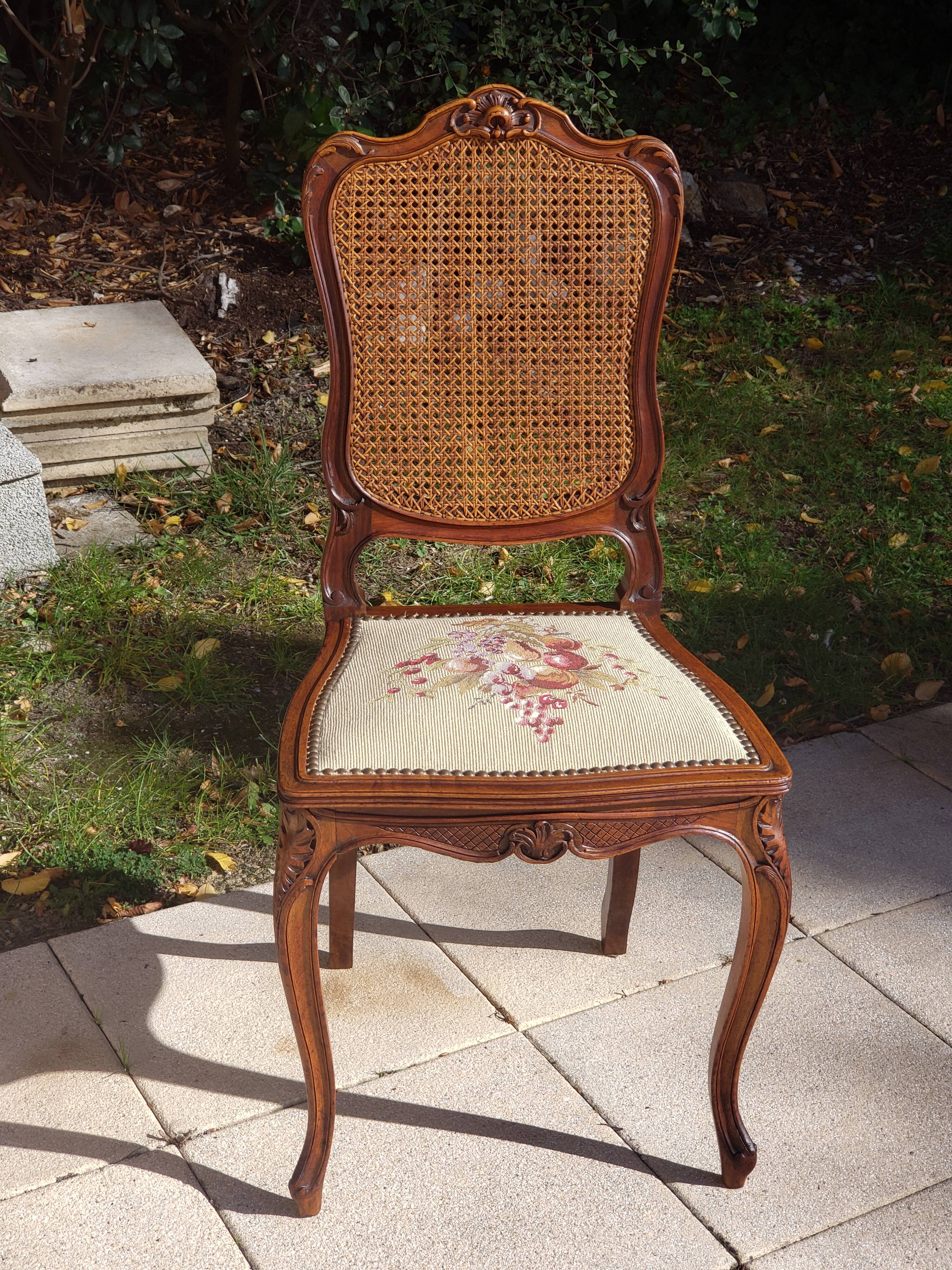 Antique Louis XV style walnut chair