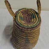 Bohemian seventies basket in plaited straw