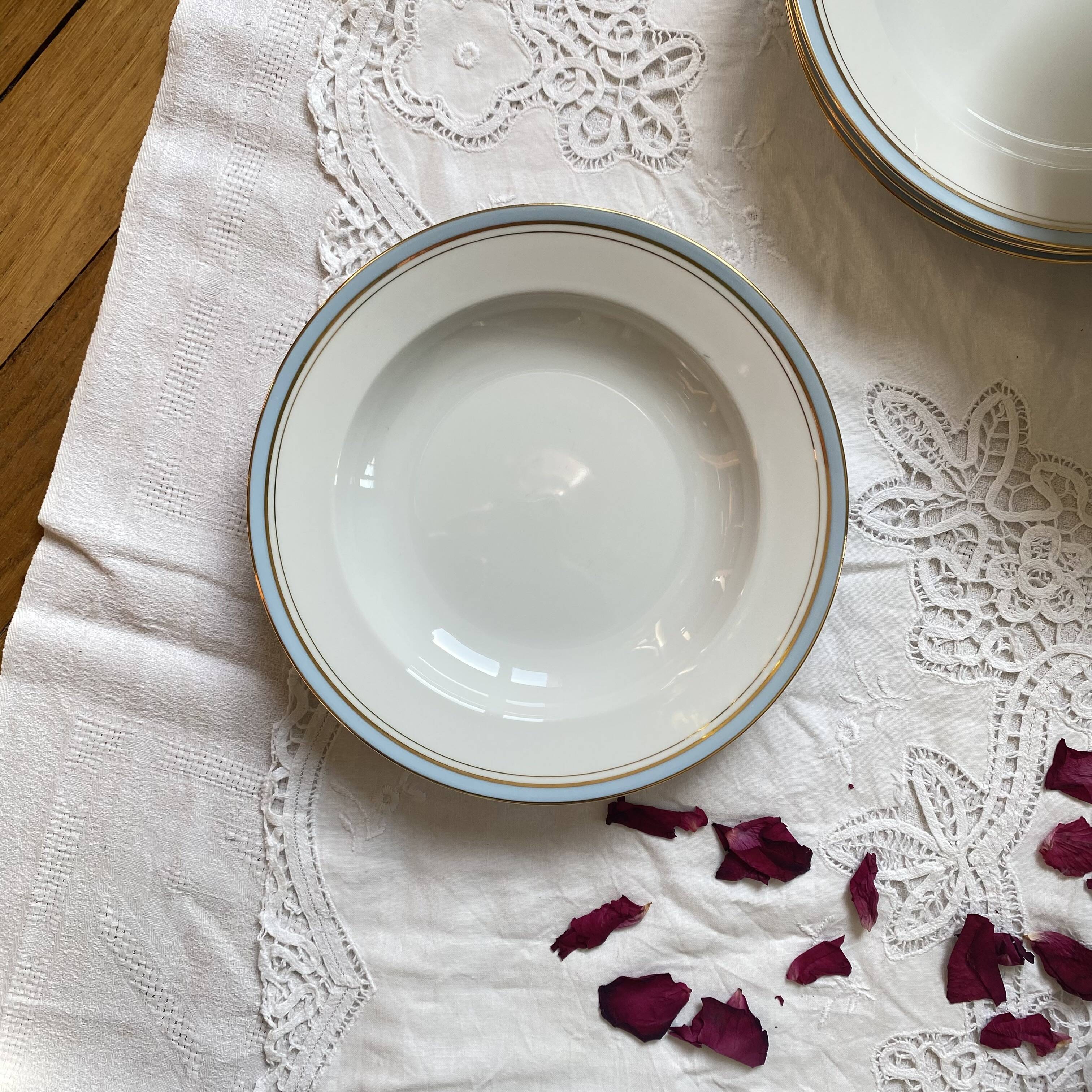 11 antique porcelain soup plates from the Couleuvre factory
