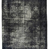 Hand-knotted oriental overdyed 312 cm x 356 cm black wool carpet