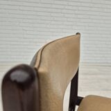 1970s, set of 5 Danish dinning chairs, original condition, teak wood, leather.