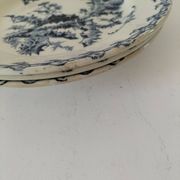 Trio of Gien soup plates – Chardon model in navy blue