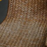 Set of 4 vintage Italian wicker and birch armchairs, mid-century modern, 1950.