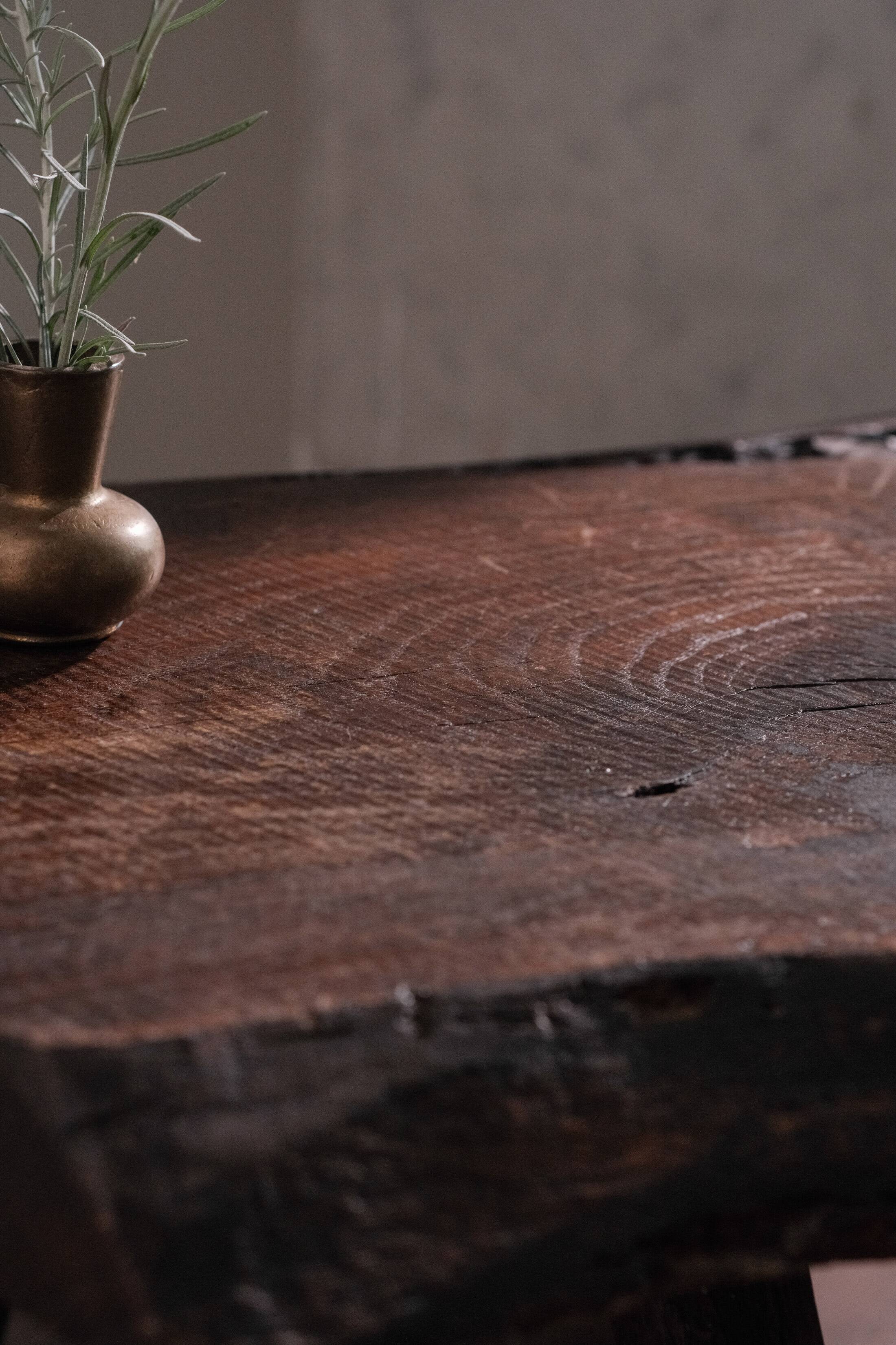 Coffee table in solid wood with organic shape