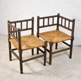 Pair of corner spool chairs