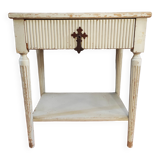 Patinated sofa end bedside