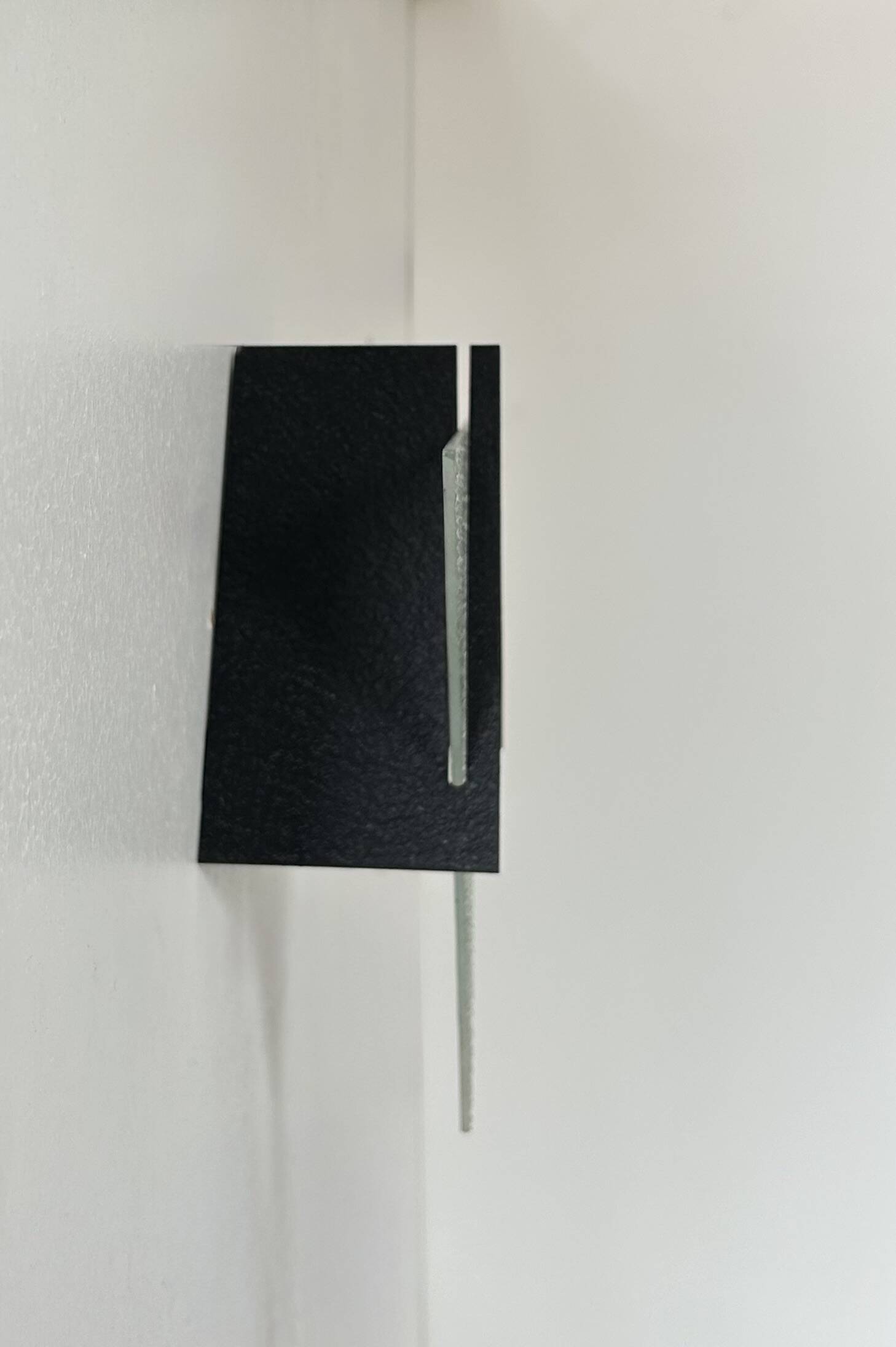 Vintage geometric wall lamp, black metal and glass, France 1950