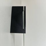 Vintage geometric wall lamp, black metal and glass, France 1950