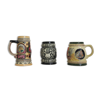 Porcelain beer mugs, 1980s, lot of 3