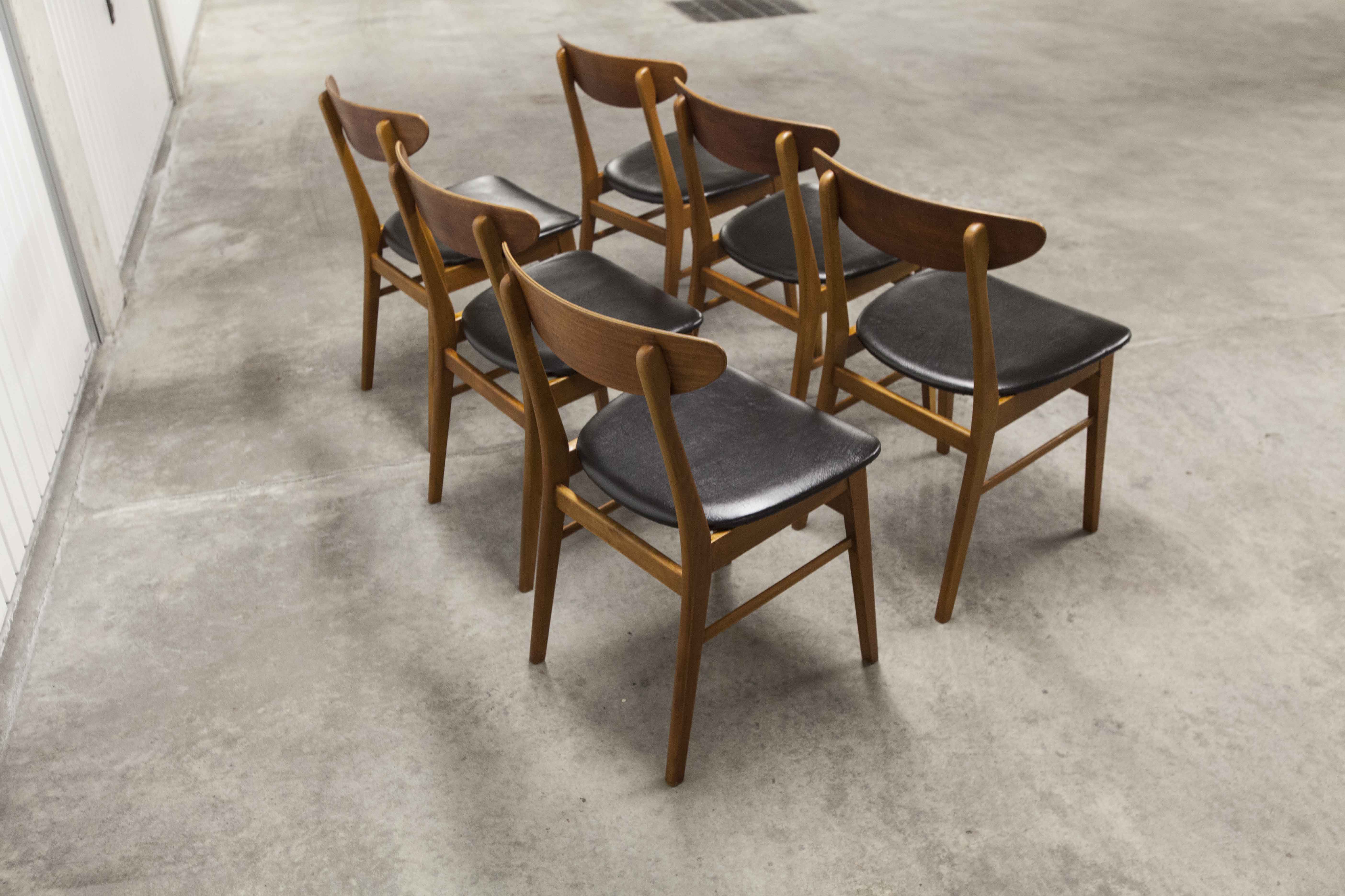 Lot de 6 chaises Farstrup 210 teck en hêtre 1965
