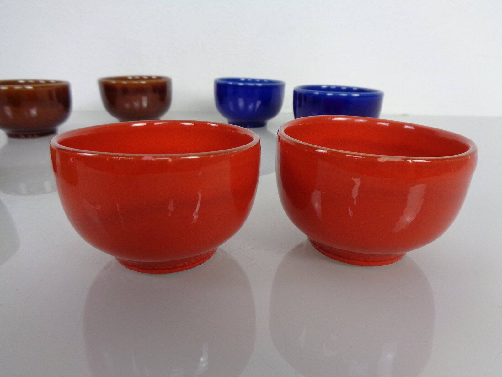 Rotating Teak Tray with Ceramic Bowls, Denmark, 1960s, Set of 10