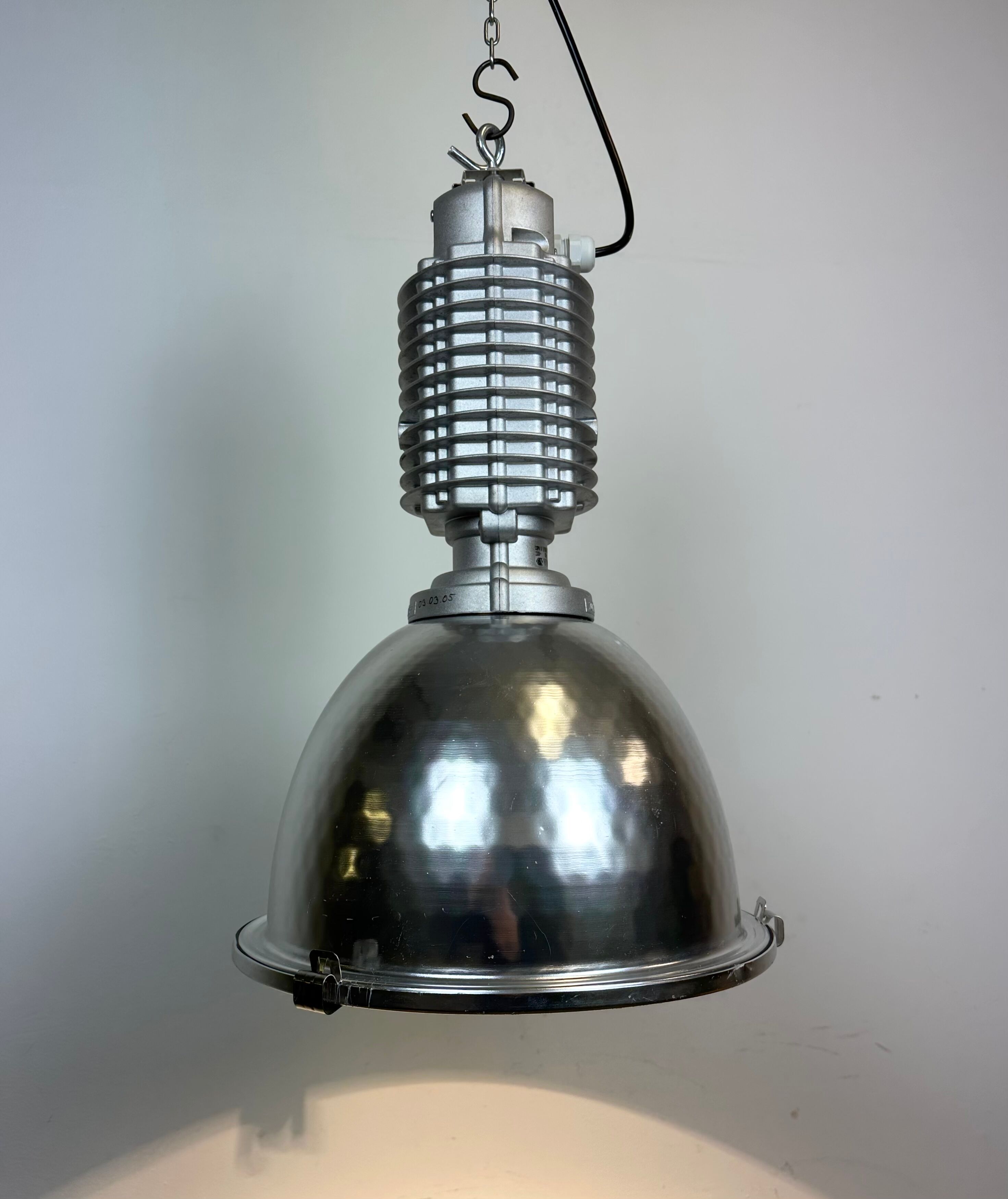 Industrial pendant lamp with glass cover by charles keller for zumtobel, 1990s