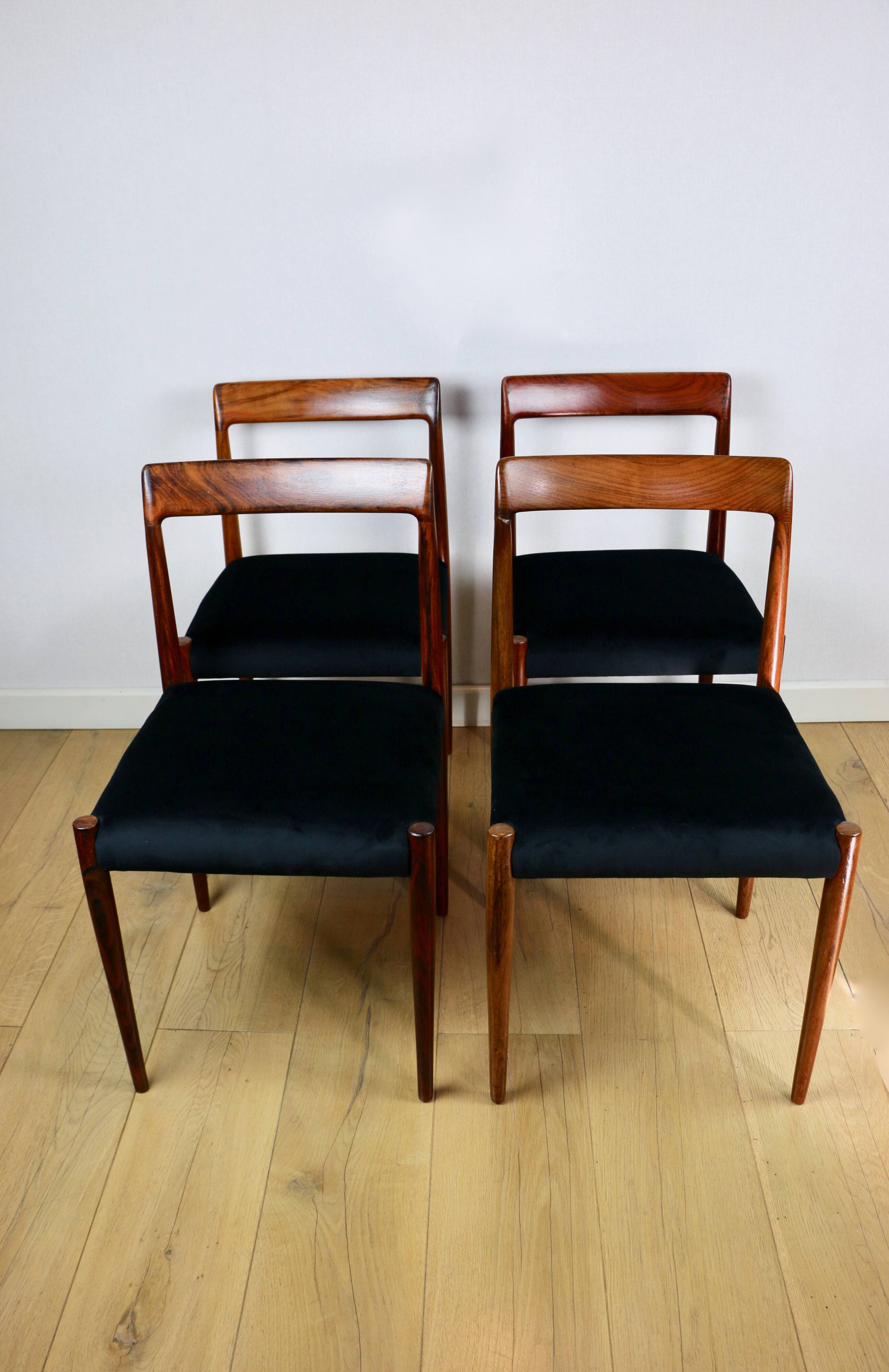 German Lübke vintage black chairs - 4 pieces - great set