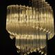 Chandelier with Murano glass quadrilateral prisms, handmade.