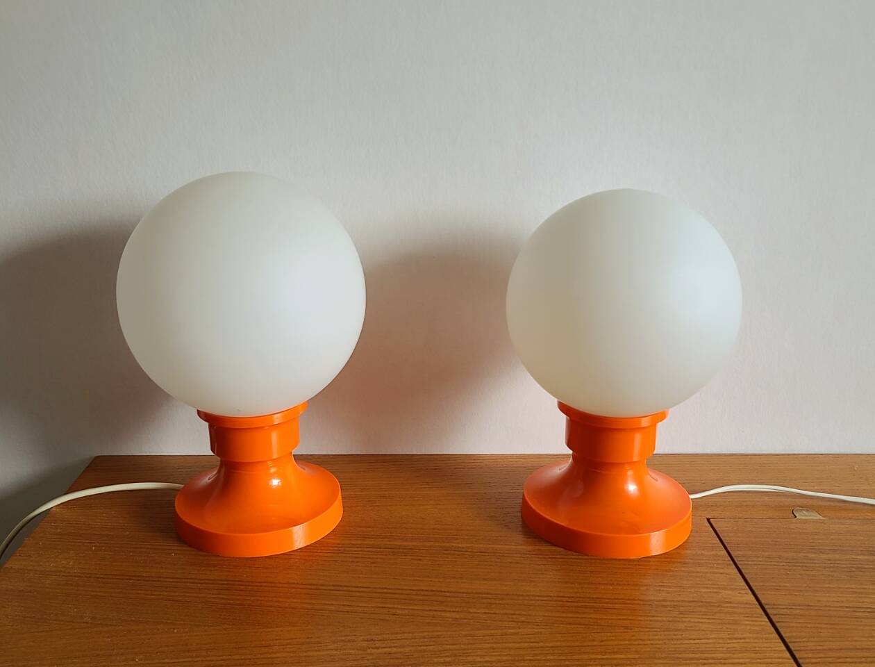 Vintage orange plastic bedside lamp