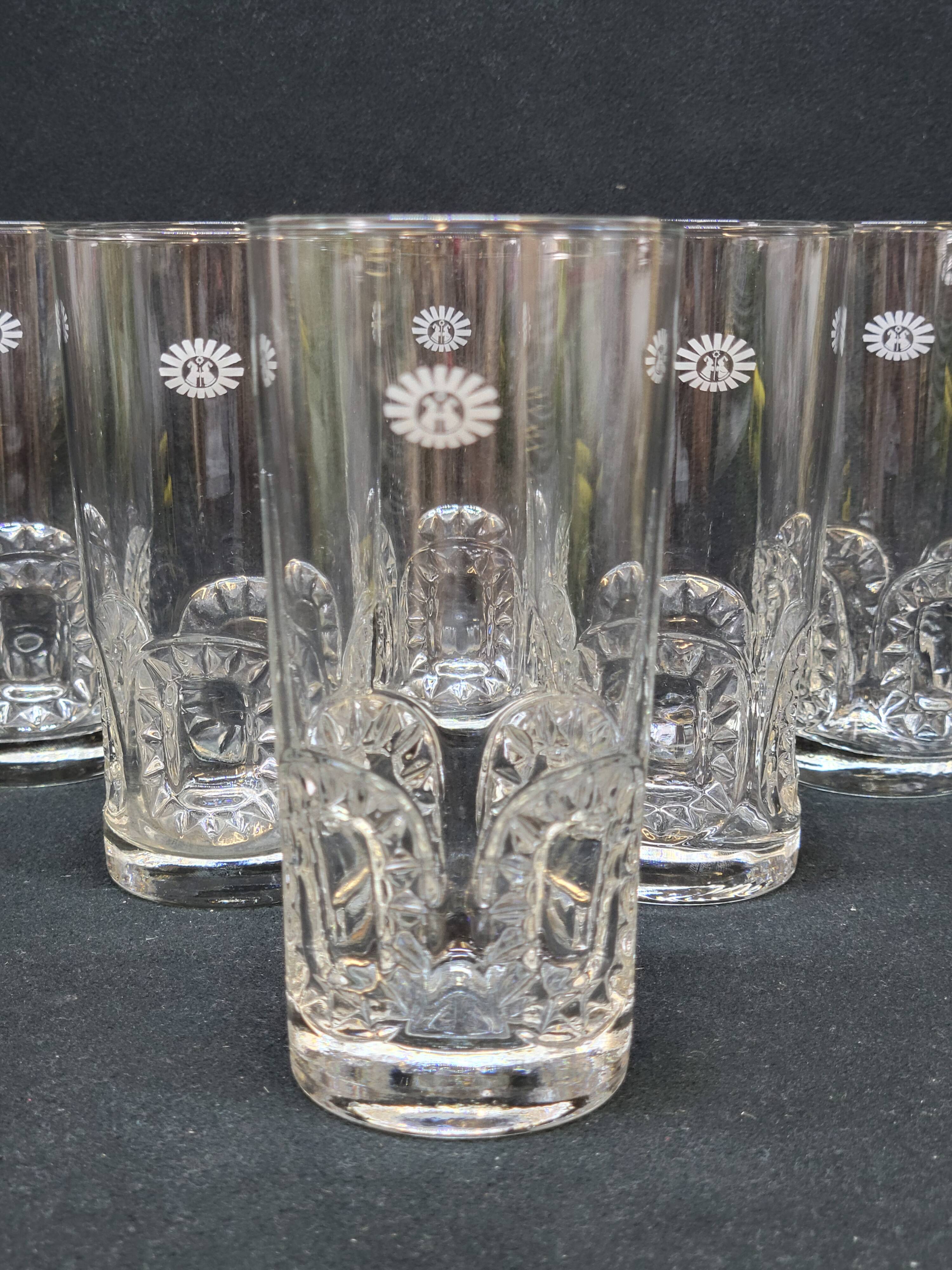 6 Verres A Orangeade Eau Vintage Publicitaires La Roche Aux Fées