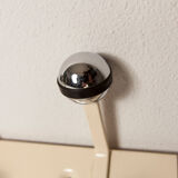 Wall coat rack 12 hooks balls 1970 beige and chrome