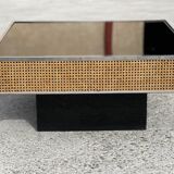 Plexiglas coffee table and inlaid cushioning 1970