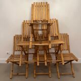 Suite of 6 folding bamboo chairs