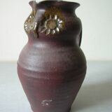 Ancien pichet broc chouette hibou en terre cuite poterie signée déco ferme rétro