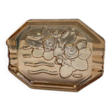 Cendrier verre rosé octogonal esprit art déco