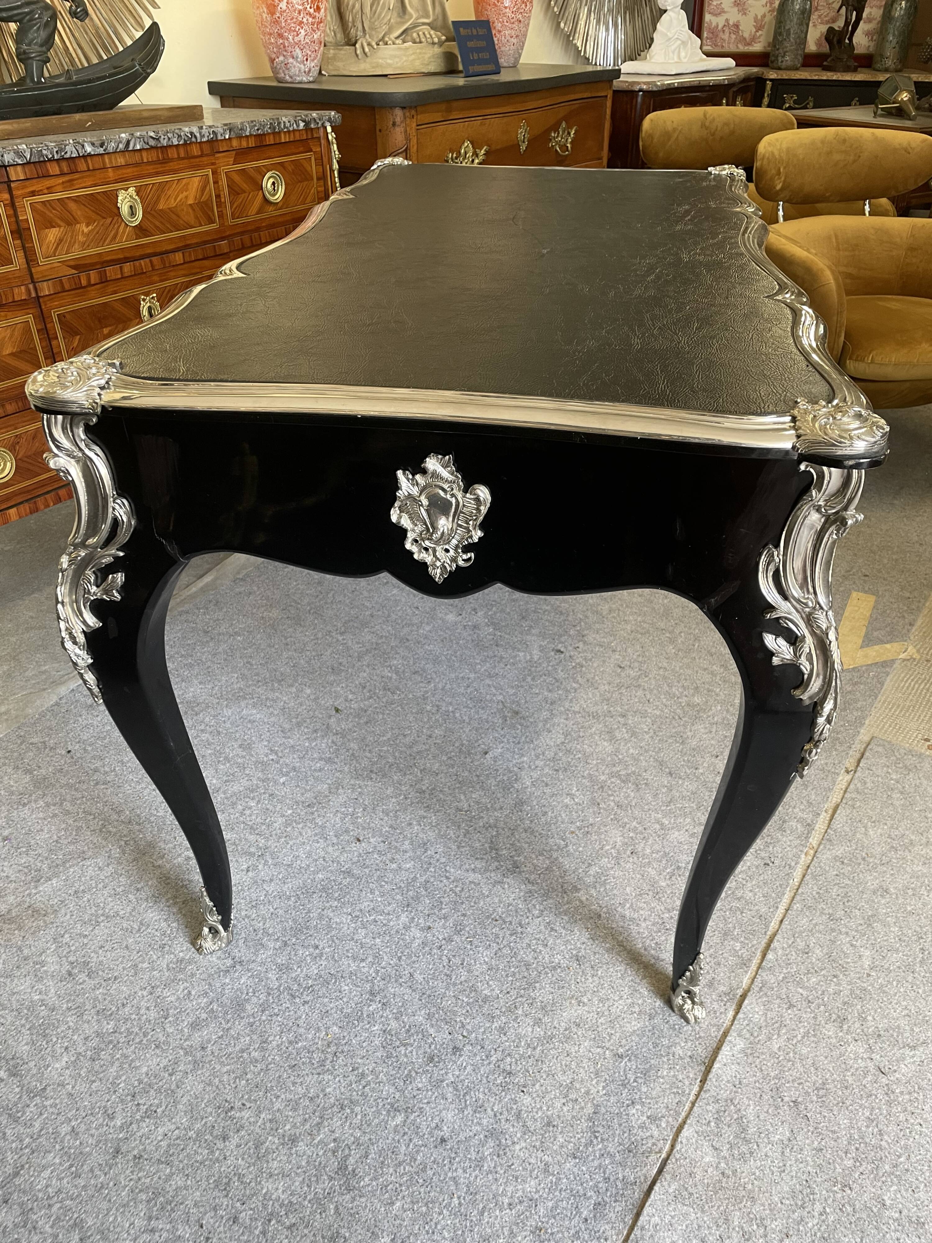 Black and silver Louis XV style desk