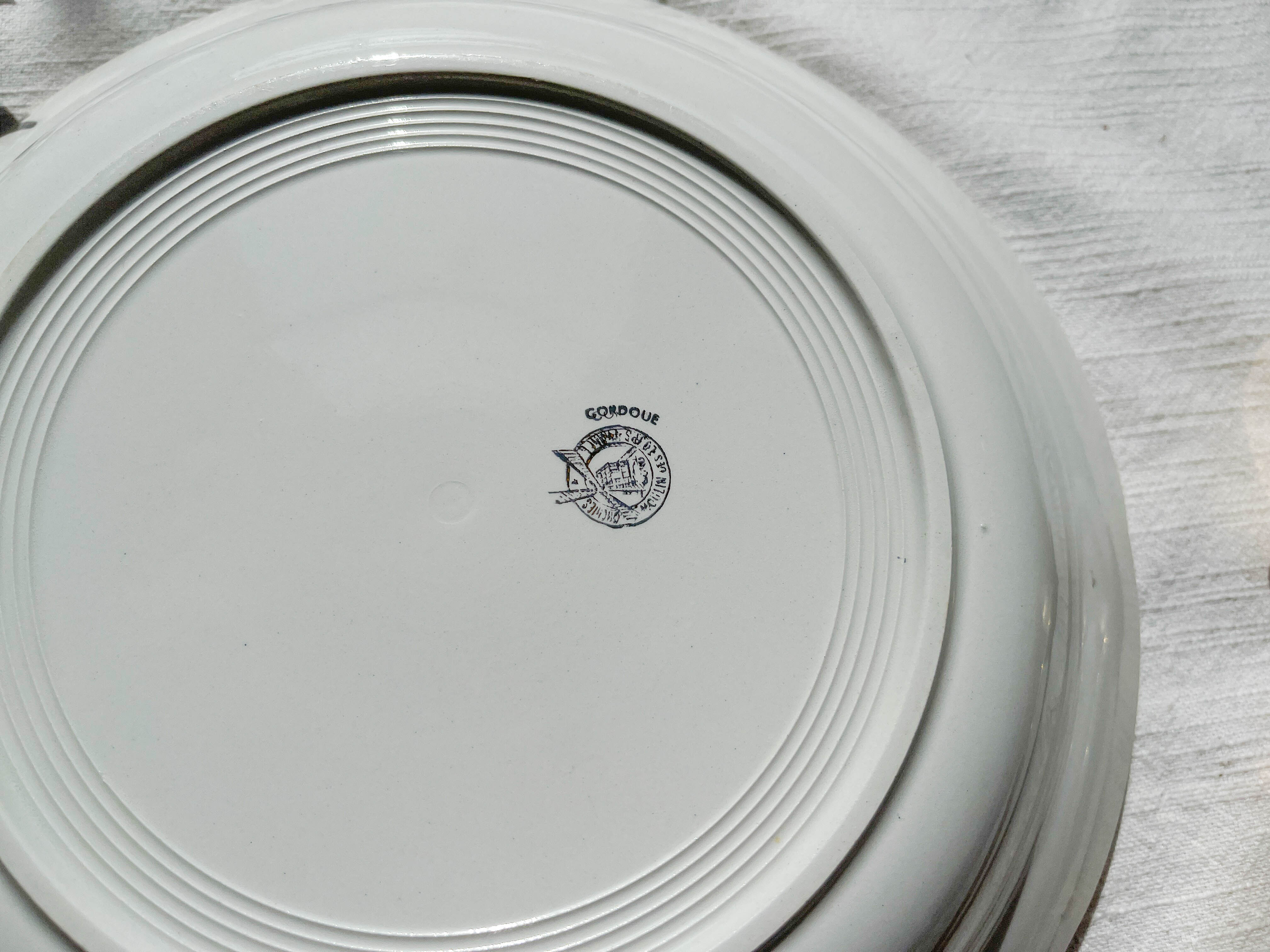 Vintage hollow dish in floral earthenware Moulin des Loups model "Cordoue"