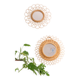 Large vintage mirror, round with wicker frame