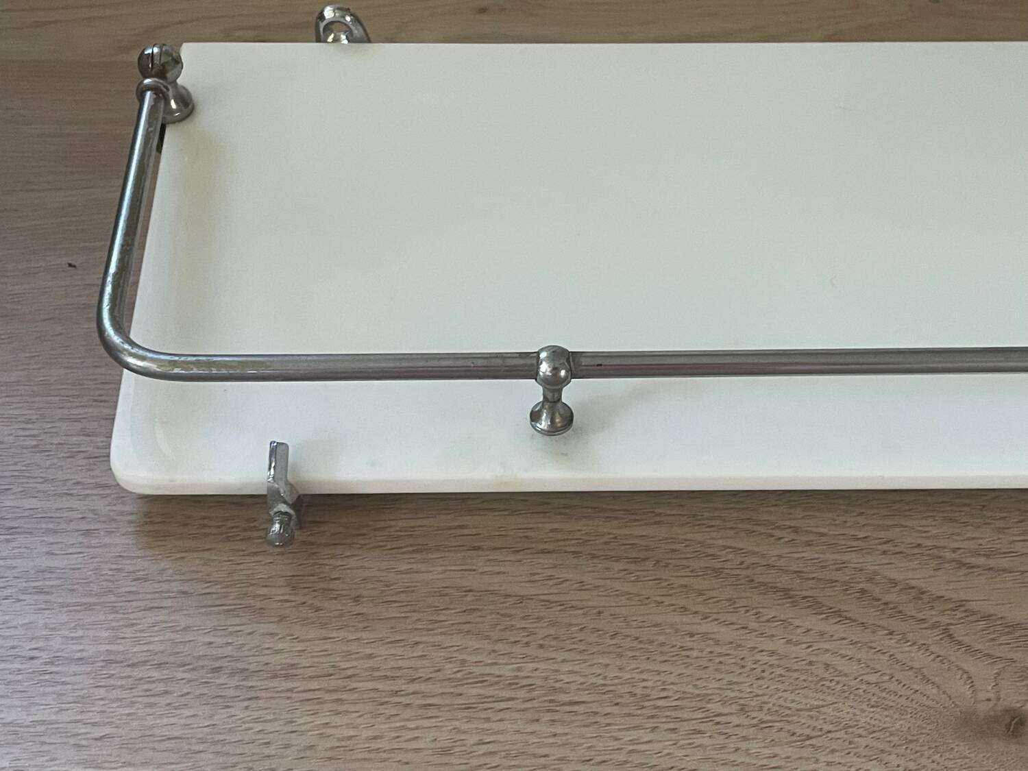 White glass and chrome wall shelf 60cm