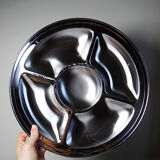 Large compartmented stainless steel hors d'oeuvre platter by Guy Degrenne, France, vintage.