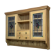 English wall cabinet in fir with old stained glass windows - 1980s