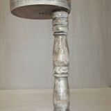 Wooden side table plant holder ivory patina ashtray rotating tray