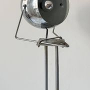 Pair of vintage floor lamps in chrome metal and cement, France 1970.