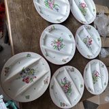 7 Asparagus Plates Late 19th Century Opaque Earthenware Luneville France