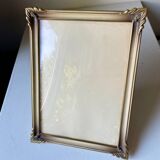 Cadre photo vintage art deco en métal doré laiton 20 cm x 15 cm verre convexe