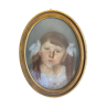 Painting "Portrait of a young girl" Pastel signed, dated 1922 and framed
