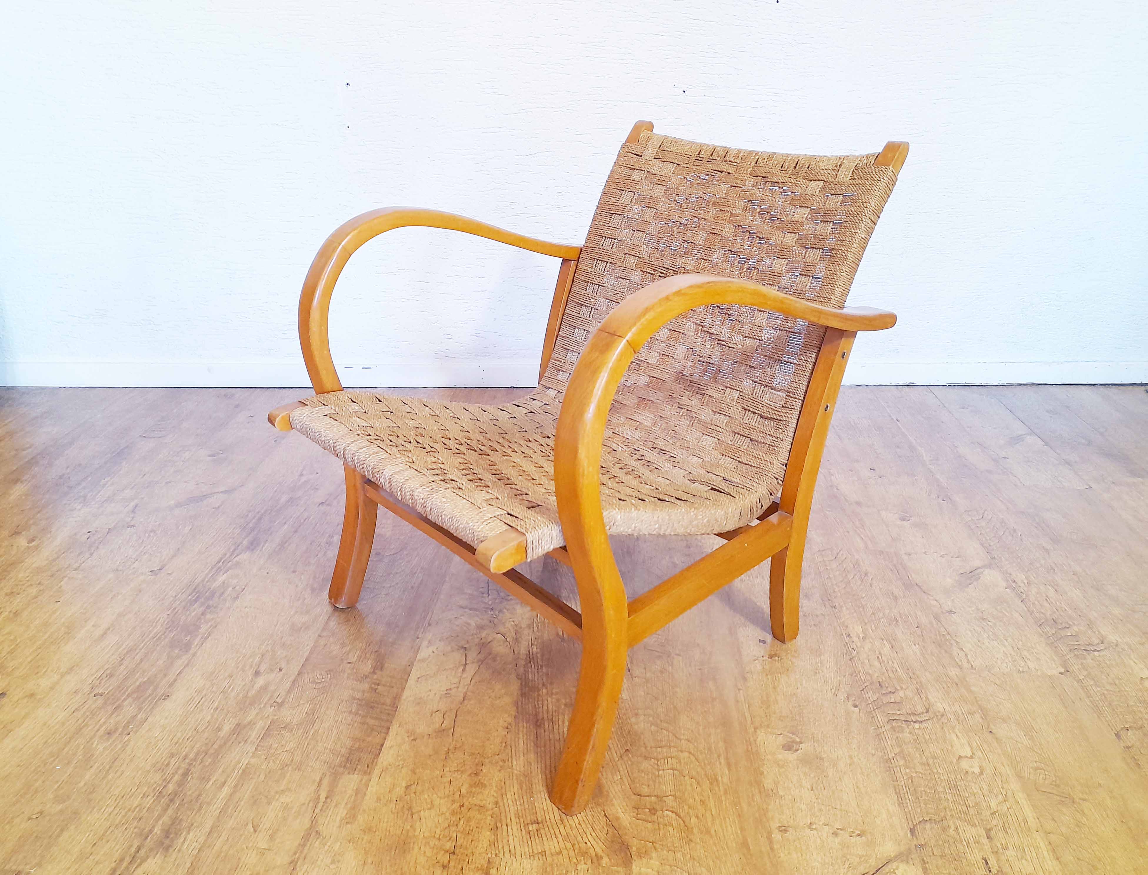 Armchair in rope and wood by Ercih Dieckmann 1930