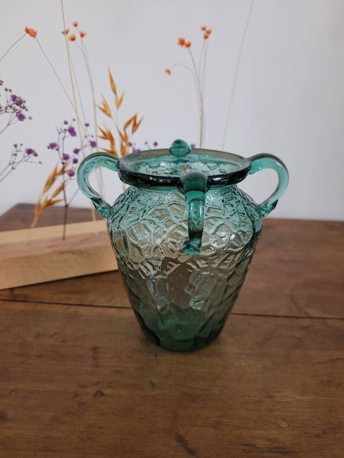 Small glass vase with 4 handles