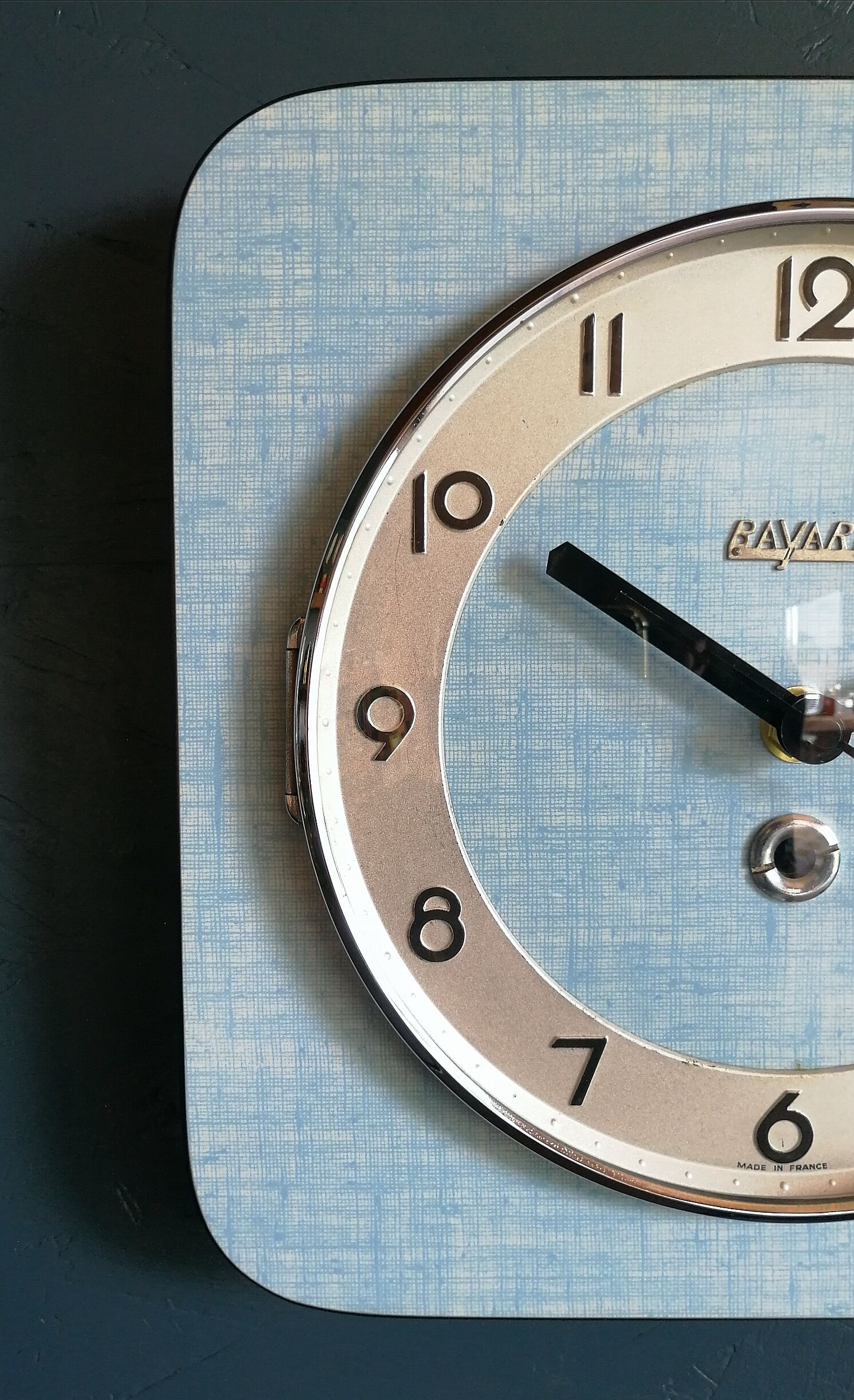 Clock formica vintage clock square wall silent "Blue Silver Sky"