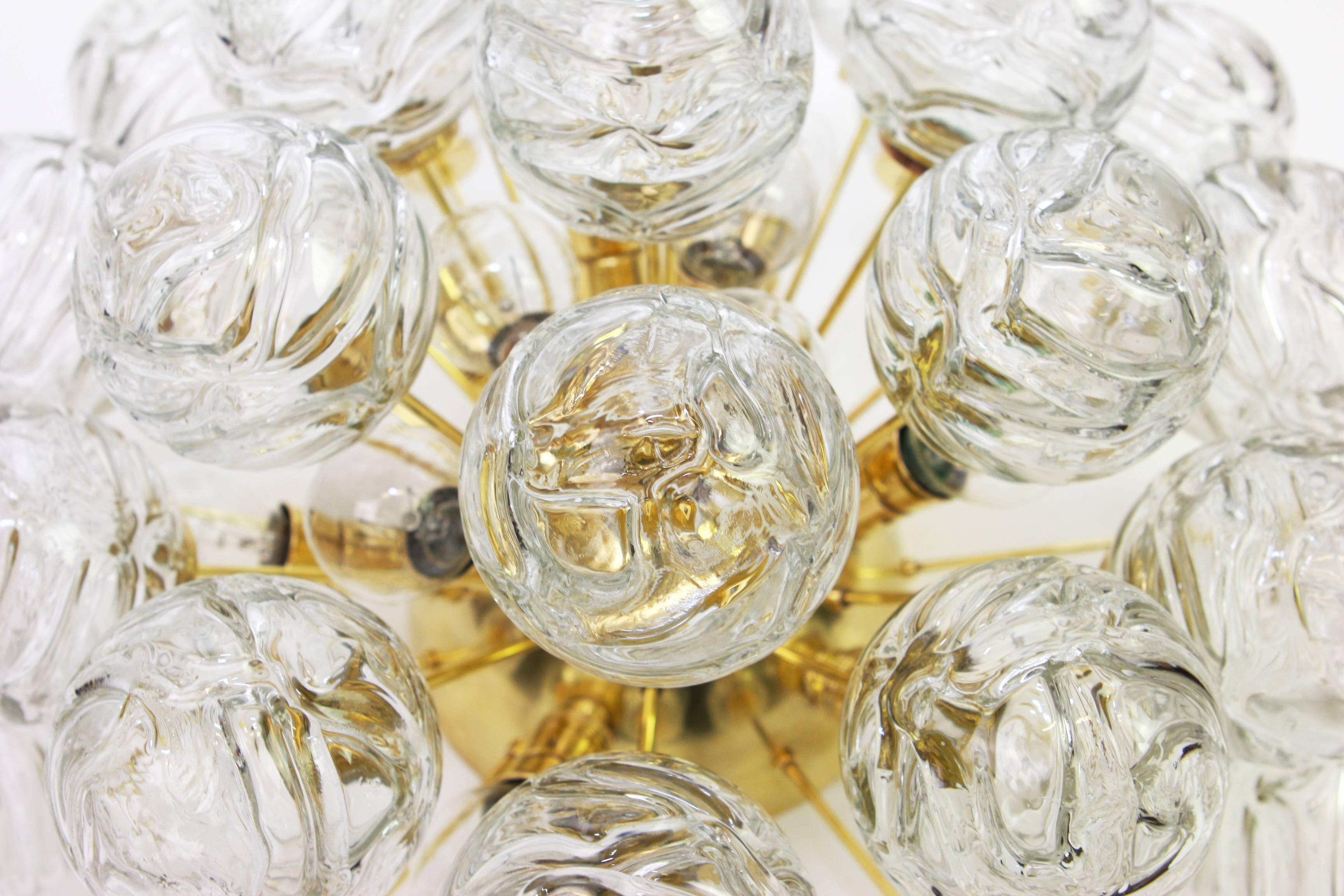 Spectacular Sputnik ceiling light with glass snowballs by Doria, Germany, 1970s
