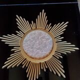 Golden metal 1950s sun mirror 45cm